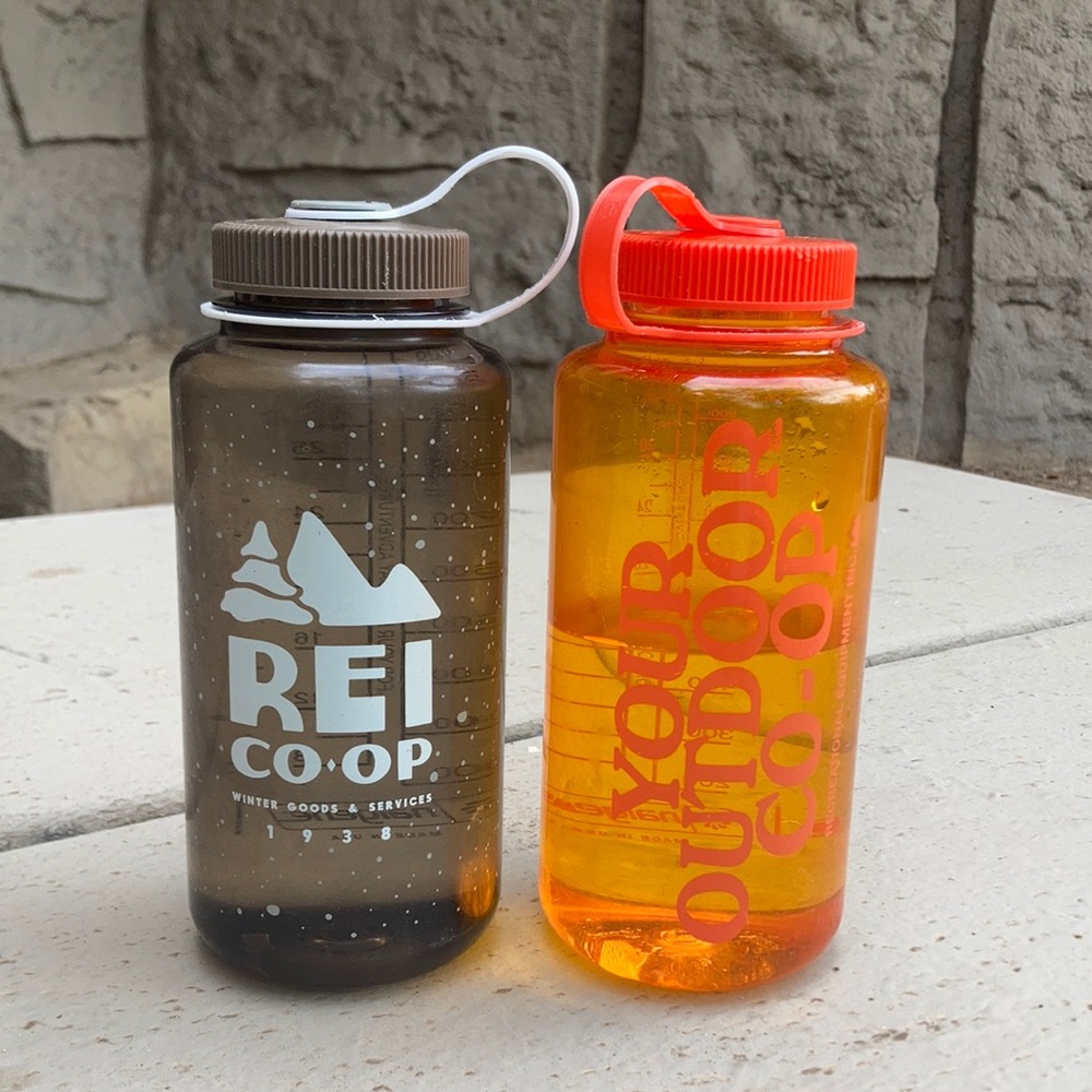 Brown and Orange Water Bottles